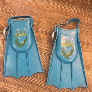 Vintage 90s Disney The Little Mermaid Kids Swim Fins - Blue